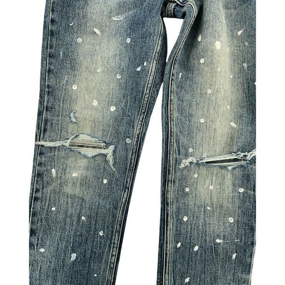 PACSUN Jeans Men Size 30X30 Stacked Skinny Distressed Bleach Print Pockets Denim - Picture 8 of 12